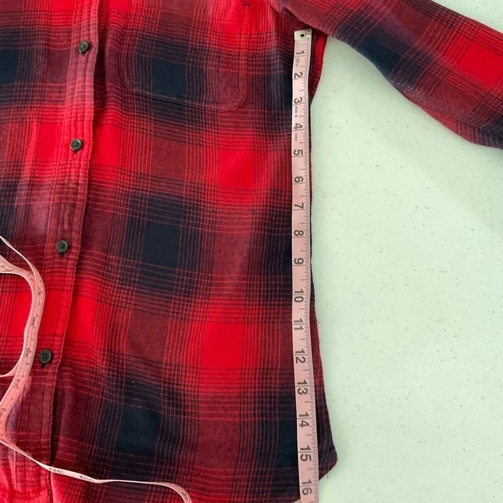 Madewell Classic Ex-Boyfriend Flannel Shirt Red/Blue Wilder Plaid Women’s Sz XS - Picture 6 of 14